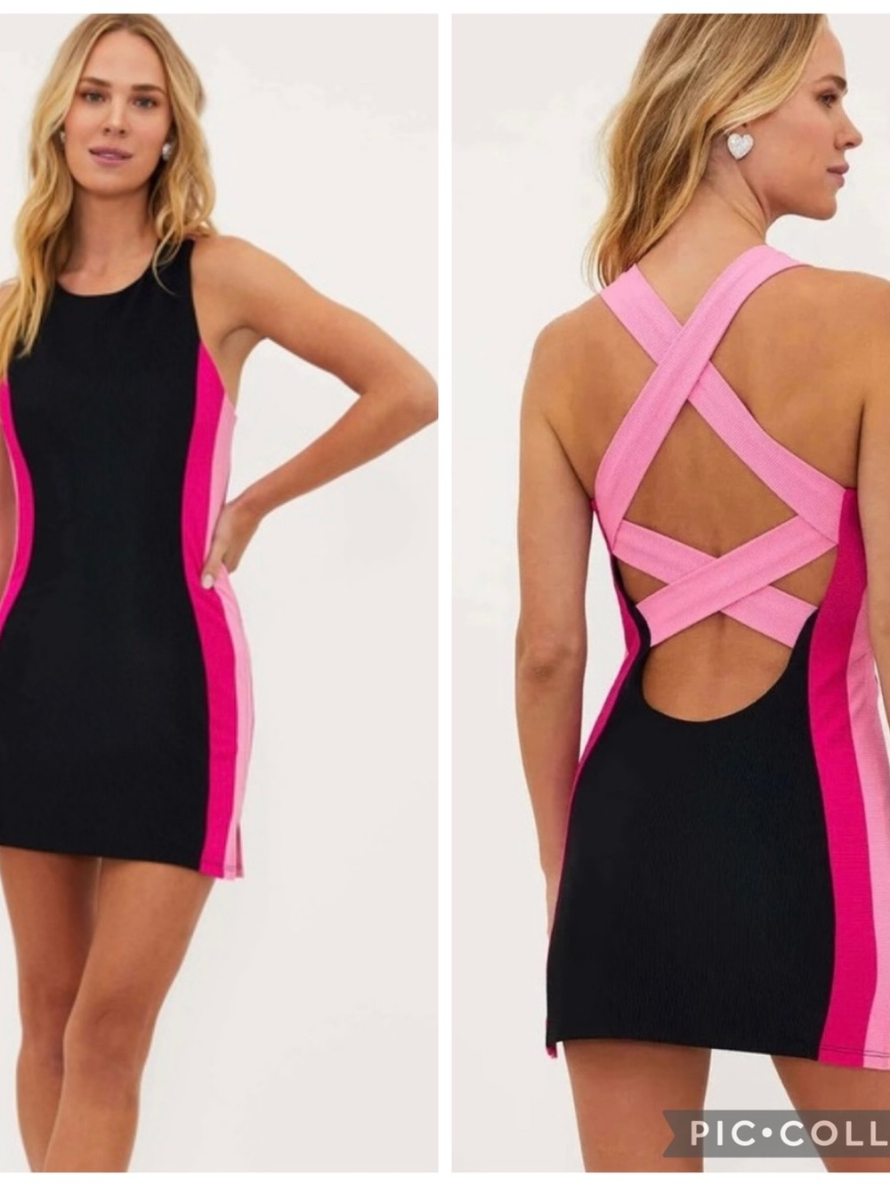 Beach Riot Vida Dress in Black and Pink